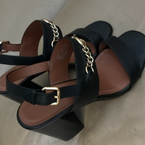 Coach Black and Gold Sandals with Ankle Strap - Picture 6 of 8